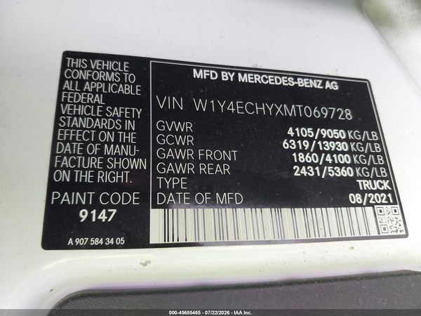 2021 MERCEDES-BENZ SPRINTER 2500 HIGH ROOF V6