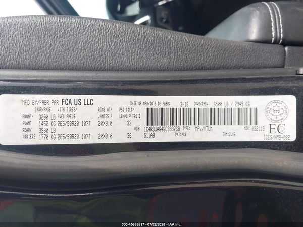 2016 DODGE DURANGO SXT