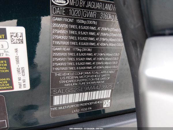 2021 LAND ROVER RANGE ROVER P525 WESTMINSTER