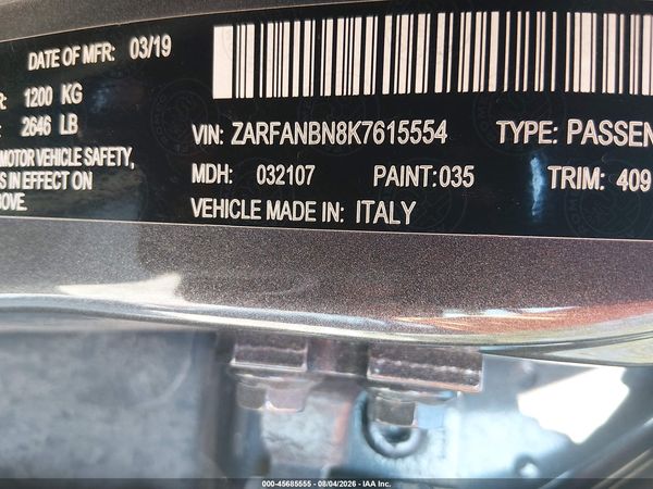 2019 ALFA ROMEO GIULIA TI AWD