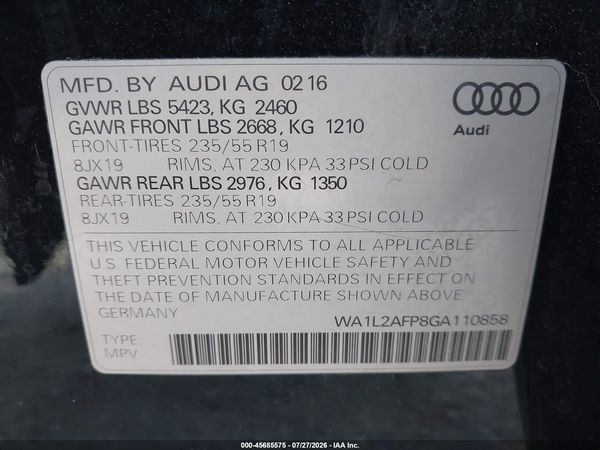 2016 AUDI Q5 2.0T PREMIUM