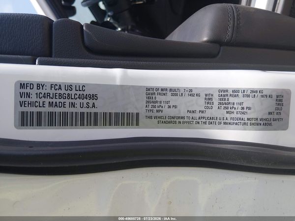 2020 JEEP GRAND CHEROKEE LIMITED 4X2