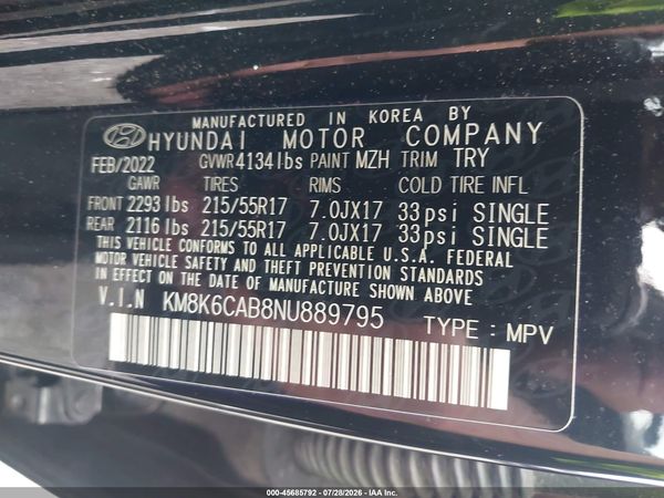 2022 HYUNDAI KONA SEL