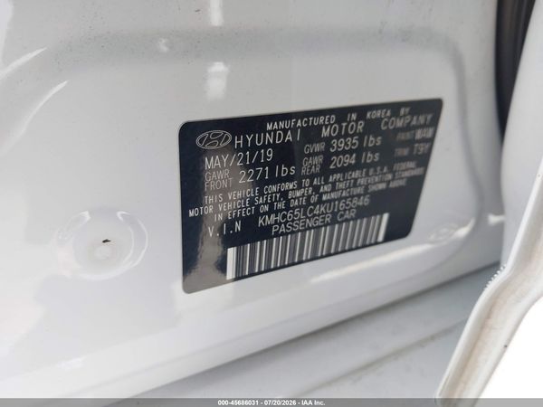 2019 HYUNDAI IONIQ HYBRID BLUE