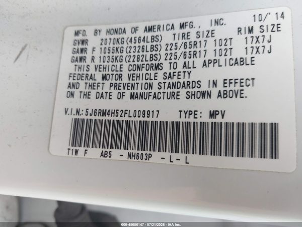 2015 HONDA CR-V EX