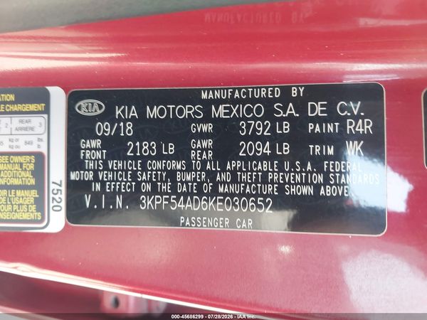 2019 KIA FORTE EX