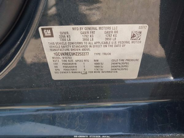 2017 CHEVROLET SILVERADO 1500 2LT — I9