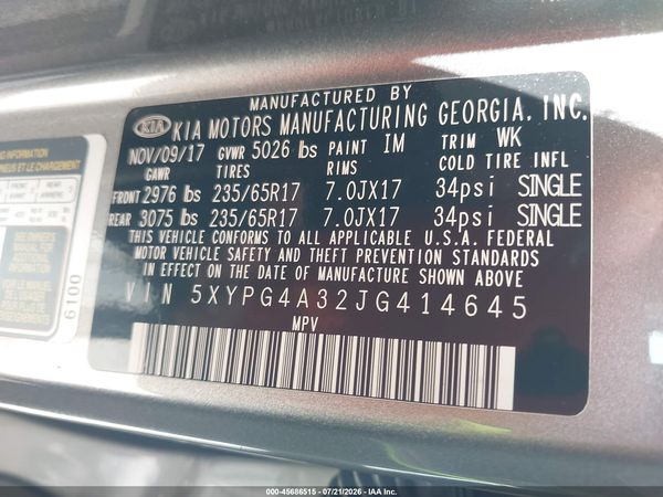 2018 KIA SORENTO 2.4L LX
