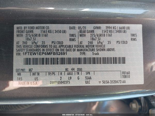 2021 FORD F-150 XLT