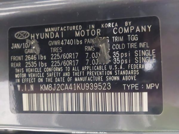 2019 HYUNDAI TUCSON SE