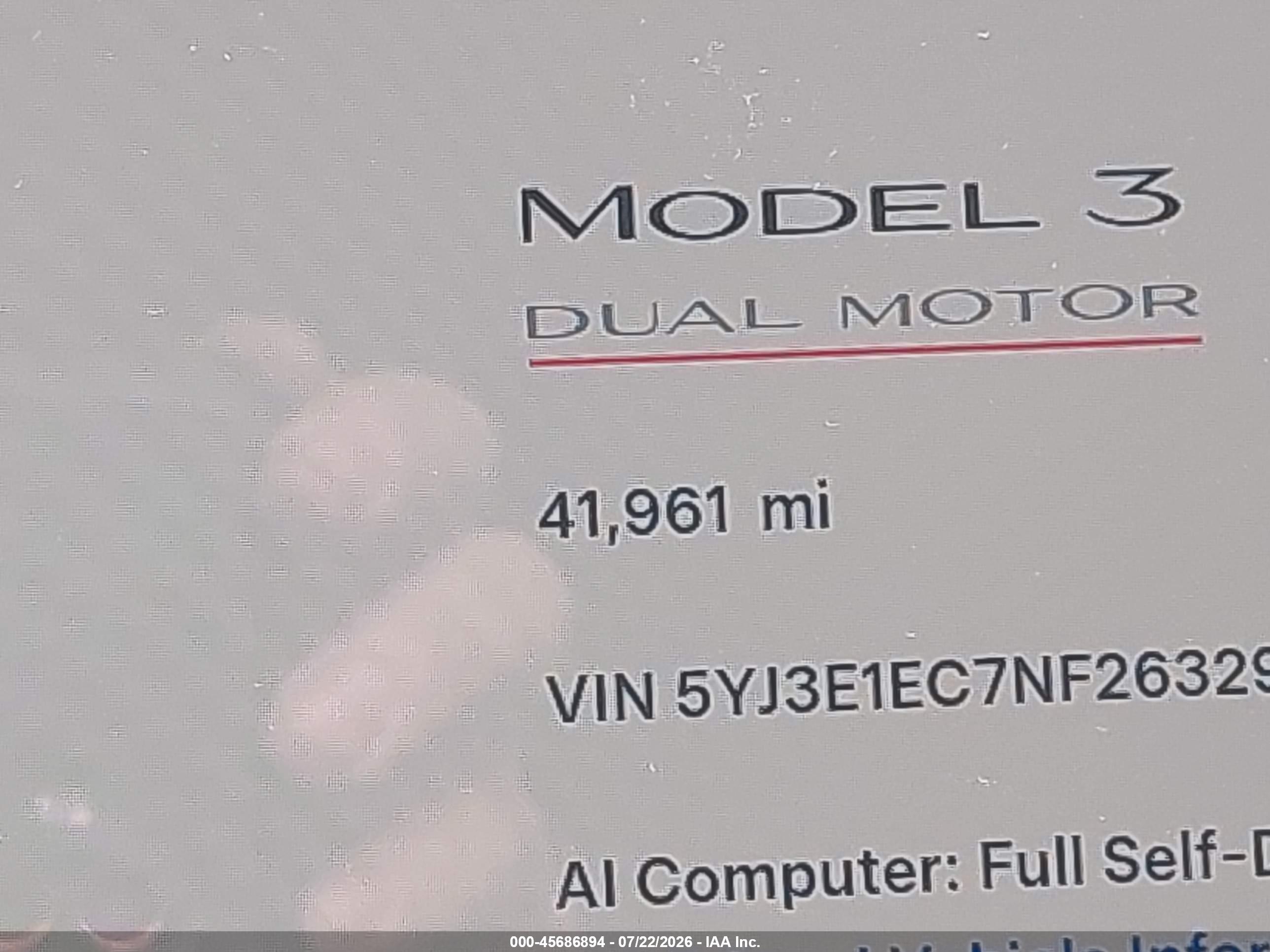 2022 TESLA MODEL 3
