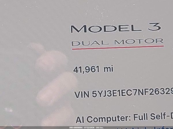 2022 TESLA MODEL 3