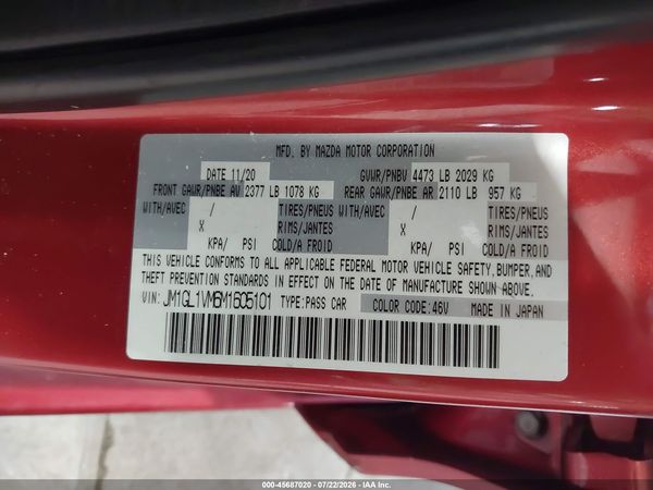 2021 MAZDA MAZDA6 TOURING