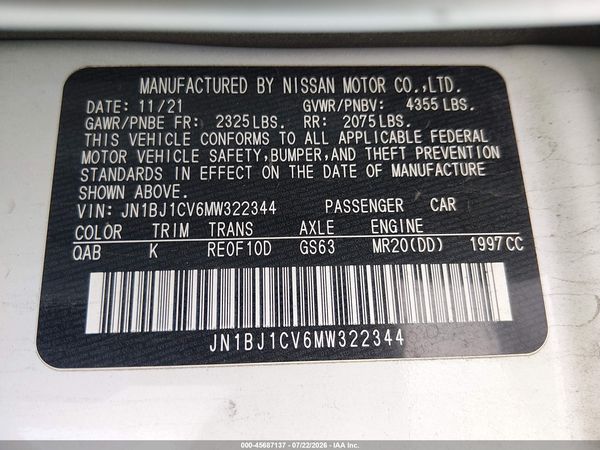 2021 NISSAN ROGUE SPORT SL FWD XTRONIC CVT