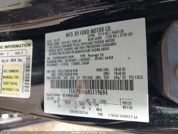 2022 FORD MUSTANG ECOBOOST PREMIUM