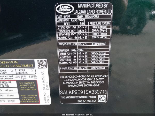 2025 LAND ROVER RANGE ROVER P530 SE