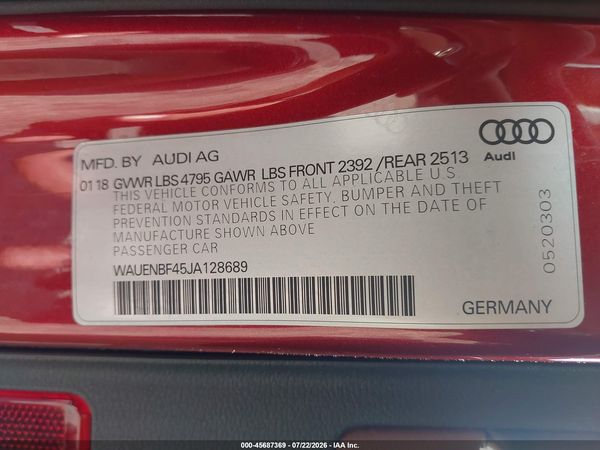 2018 AUDI A4 2.0T PREMIUM