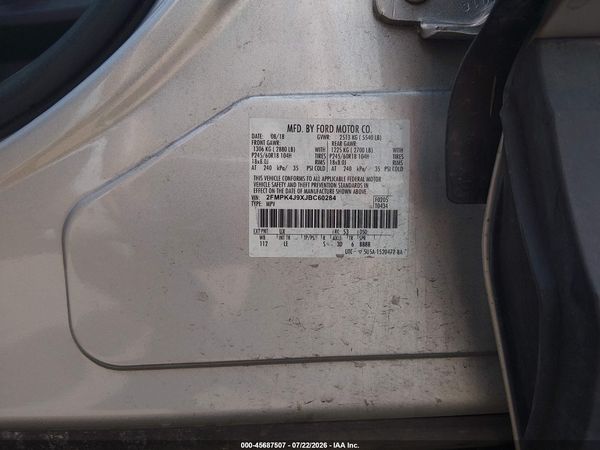 2018 FORD EDGE SEL — I9