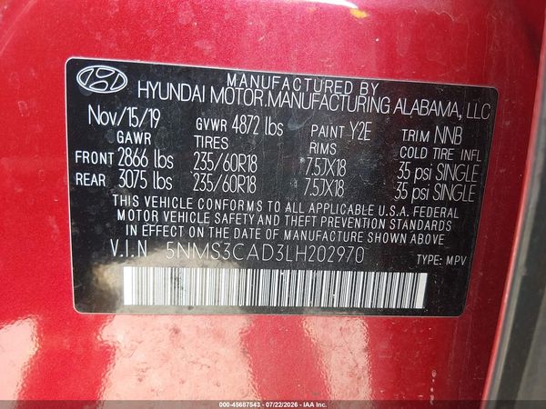 2020 HYUNDAI SANTA FE SEL