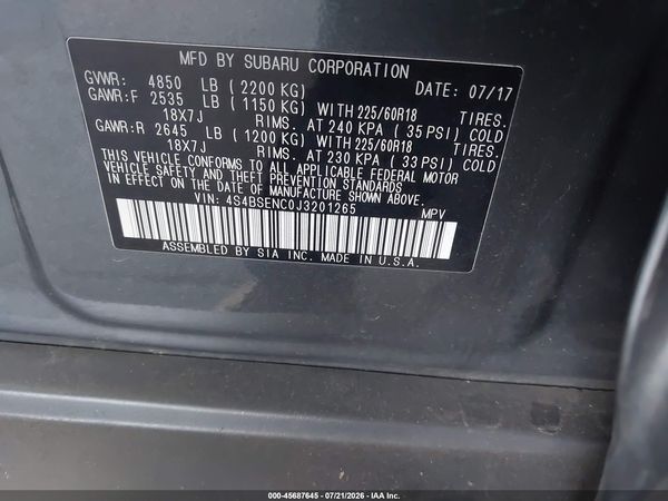 2018 SUBARU OUTBACK 3.6R LIMITED