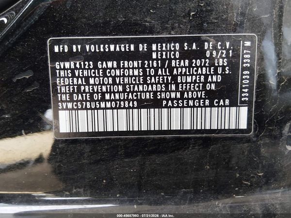 2021 VOLKSWAGEN JETTA 1.4T R-LINE/1.4T SE/S — I9