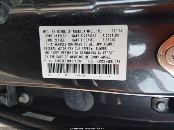 2016 ACURA TLX Base