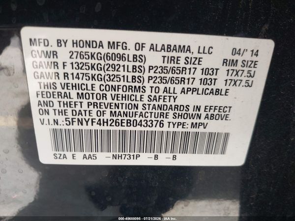 2014 HONDA PILOT LX