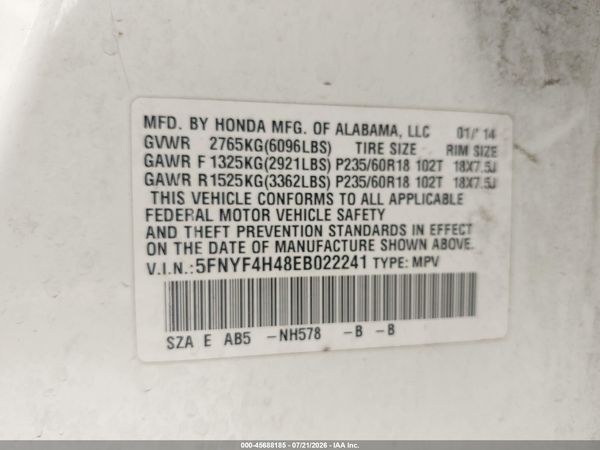 2014 HONDA PILOT EX