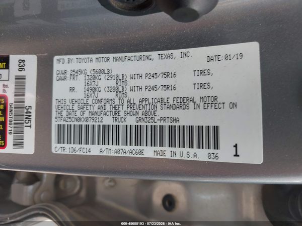 2019 TOYOTA TACOMA SR5 V6