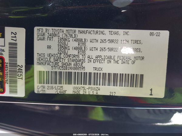 2022 TOYOTA TUNDRA HYBRID CAPSTONE