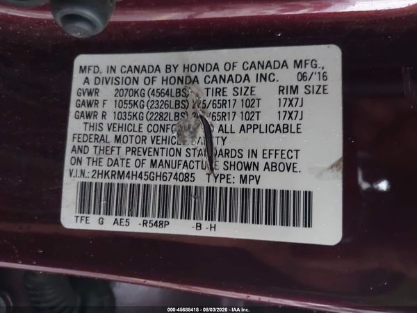 2016 HONDA CR-V SE