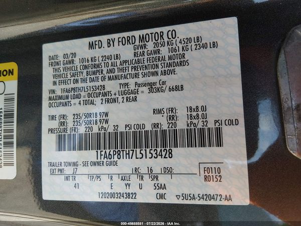 2020 FORD MUSTANG