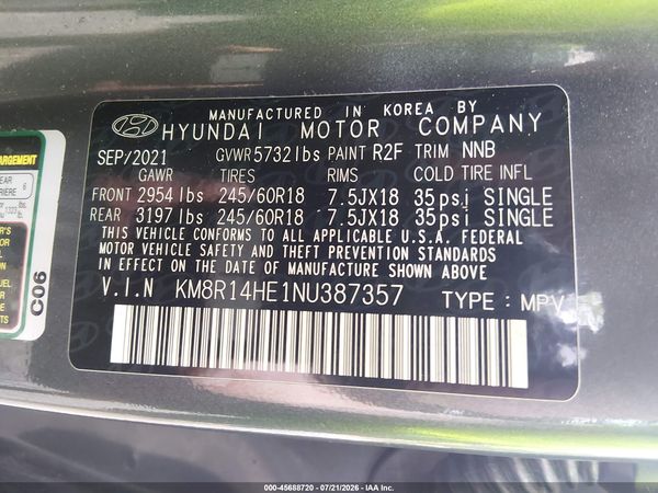 2022 HYUNDAI PALISADE SE — I9