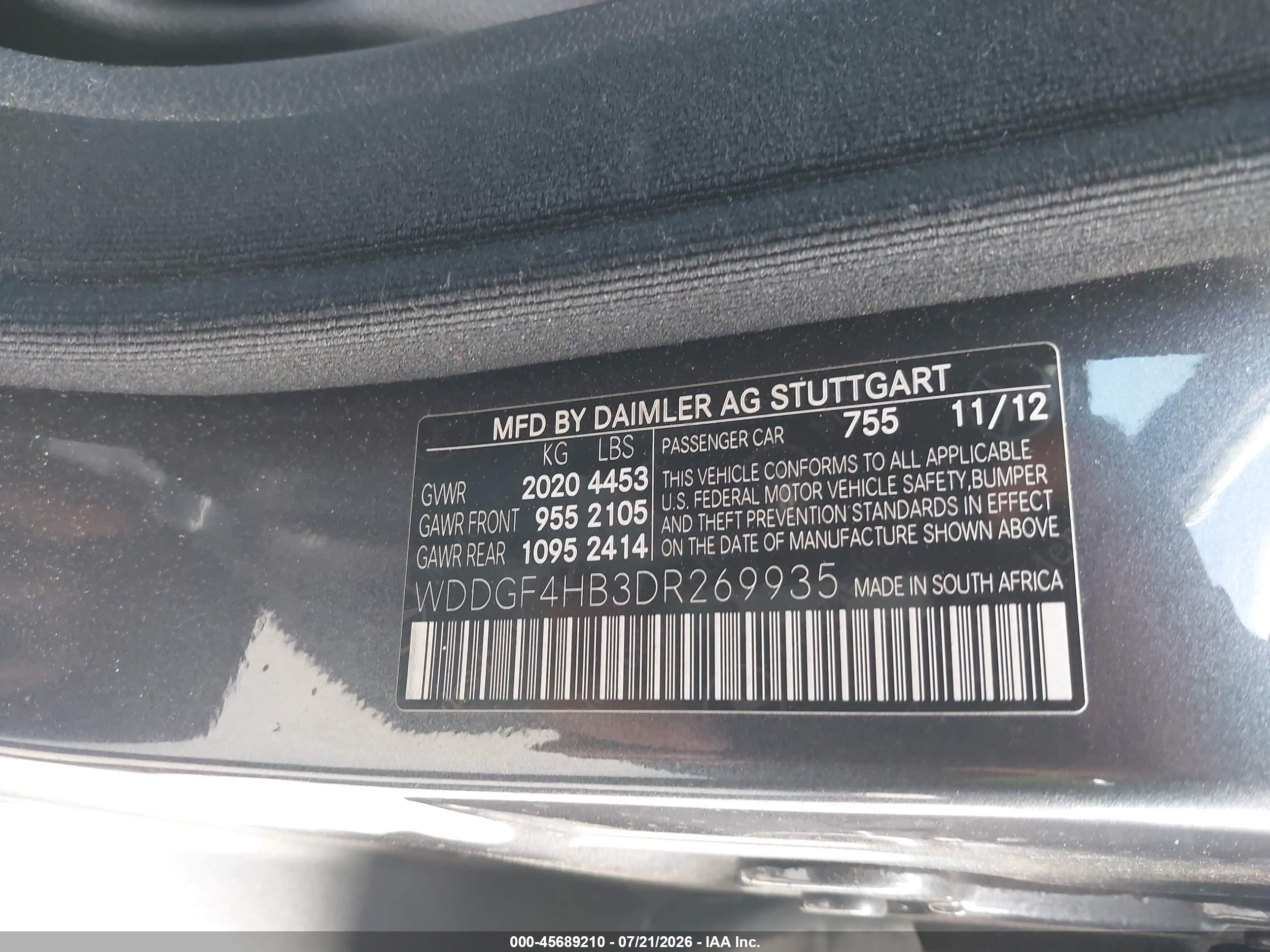 2013 MERCEDES-BENZ C 250 SPORT