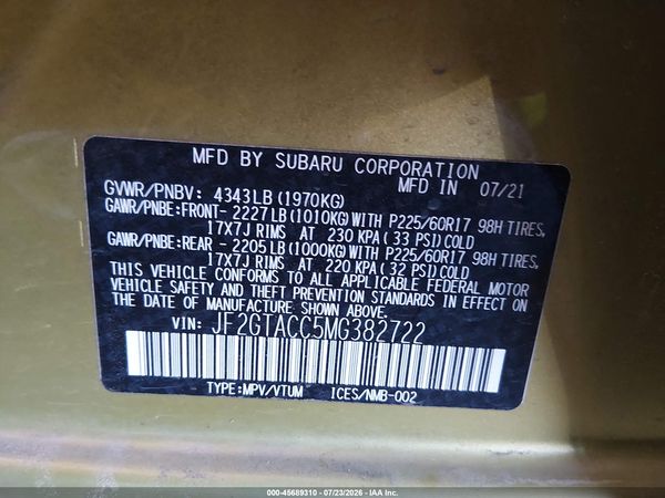 2021 SUBARU CROSSTREK PREMIUM