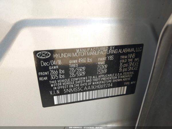 2019 HYUNDAI SANTA FE ULTIMATE 2.0T