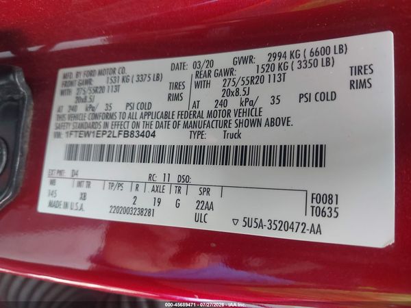 2020 FORD F-150 XLT