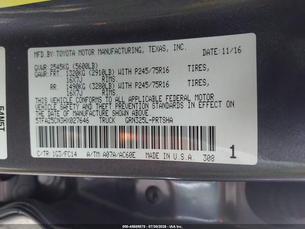 2017 TOYOTA TACOMA SR5 V6