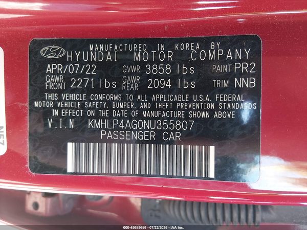 2022 HYUNDAI ELANTRA LIMITED