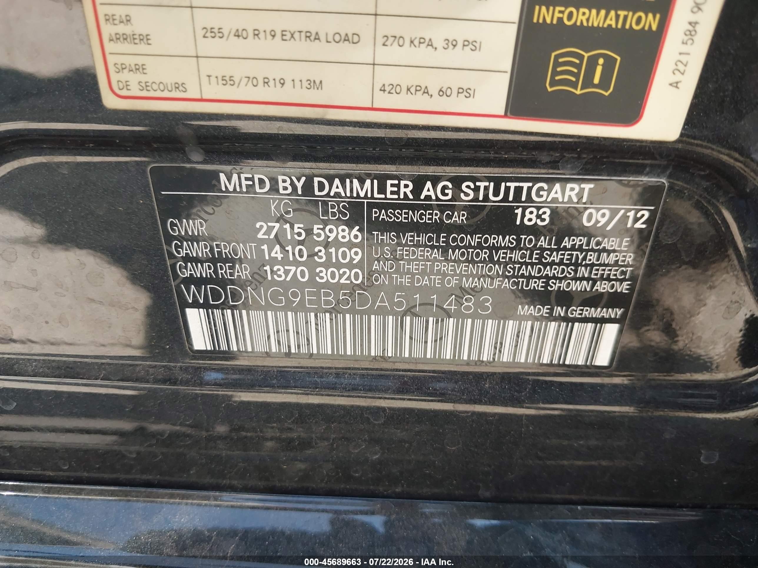 2013 MERCEDES-BENZ S 550 4MATIC