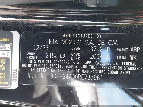 2024 KIA FORTE LX