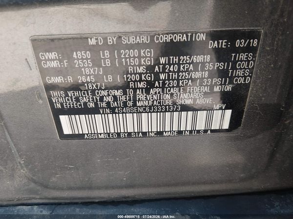 2018 SUBARU OUTBACK 3.6R LIMITED
