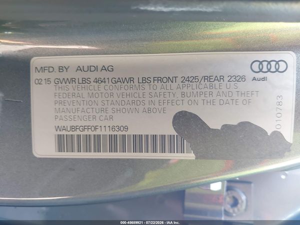 2015 AUDI S3 2.0T PREMIUM PLUS