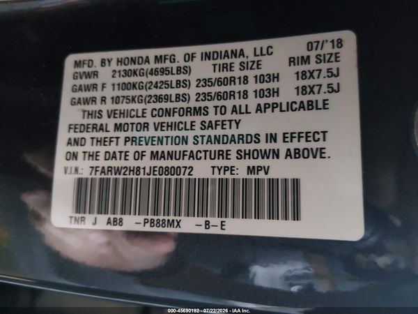 2018 HONDA CR-V EX-L/EX-L Navi