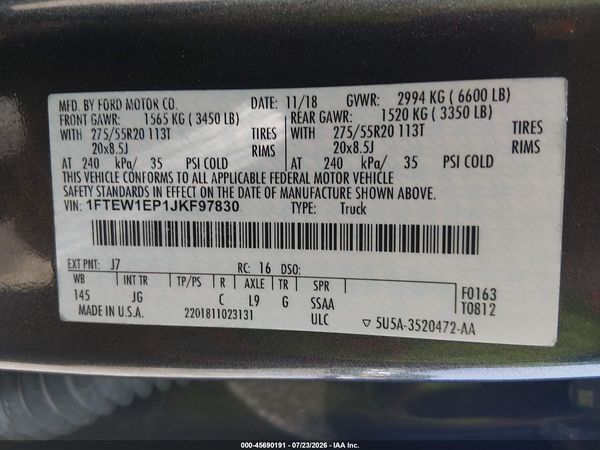 2018 FORD F-150 XL