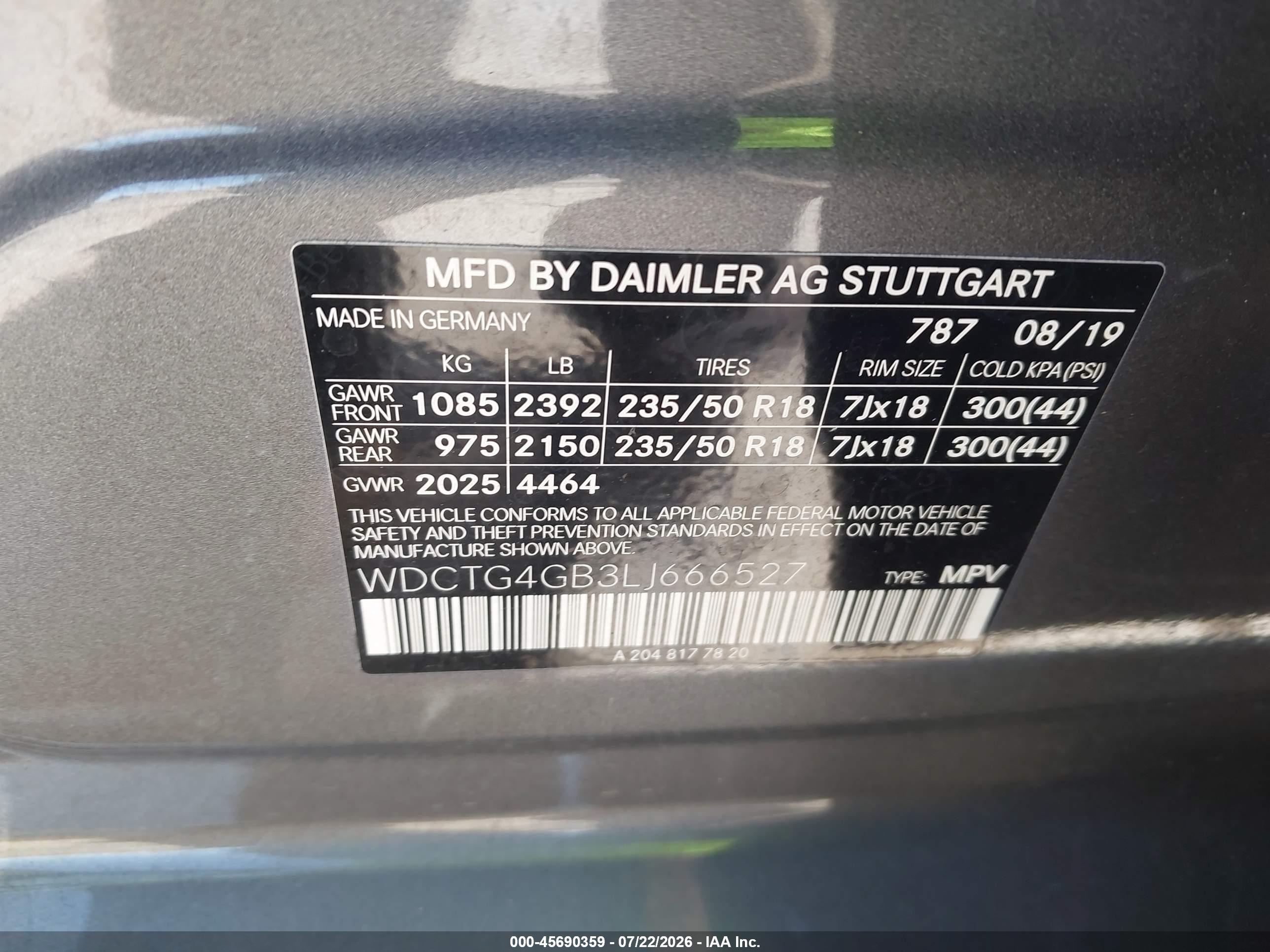 2020 MERCEDES-BENZ GLA 250 GLA250-4M
