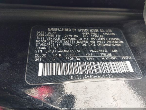2021 NISSAN ROGUE SPORT S AWD XTRONIC CVT
