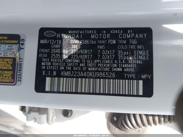 2019 HYUNDAI TUCSON SE