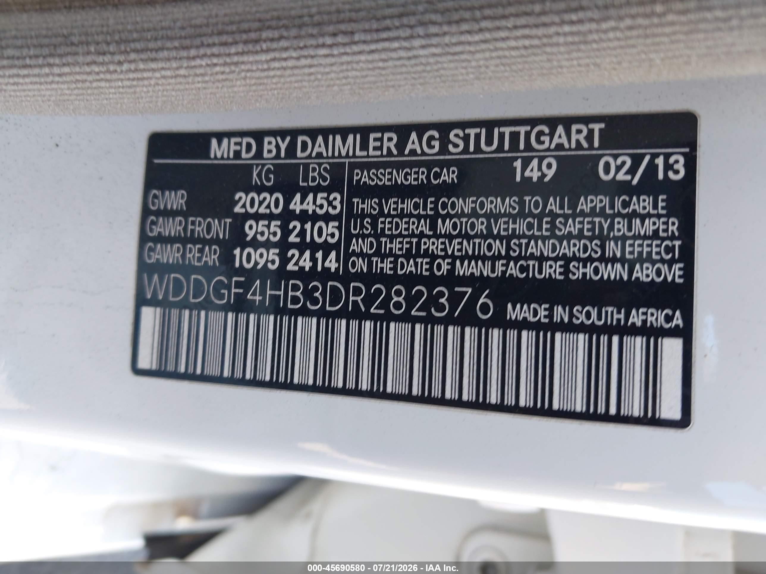 2013 MERCEDES-BENZ C 250 SPORT