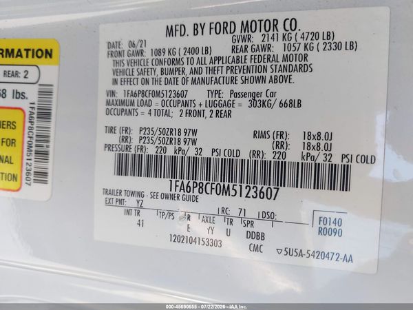 2021 FORD MUSTANG GT PREMIUM FASTBACK